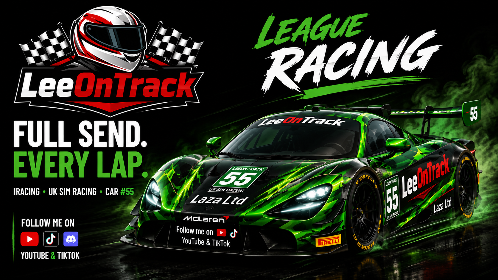LeeOnTrack League Racing green number 55 GT3 race car